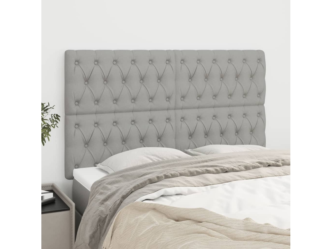 Vidaxl Cabeceira Cinza Claro 144x7x118/128 Cm Tecido