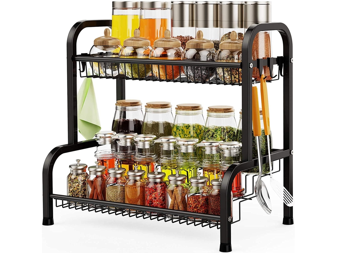 Organizador Elegante Para Temperos, Armazenamento De Bancada De Cozinha Com Design Compacto, Aço Inoxidável Antiderrapante E Resistente À Ferrugem, Pa