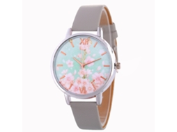Relógio de Pulso Feminino Leisure com Pulseira de Couro Pu Cinza Zlf0552 c