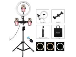 Lâmpada circular LED Puluz / Suporte de 26 cm para 3 smartphones Pkt3070b
