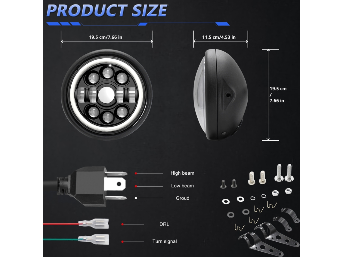 7 Inch Motorcycle Led Headlight Housing High/low Beam Turn Signal Drl