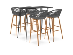 Vidaxl 5 Pcs Conjunto De Bar Preto E Cinzento