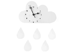 Relógio Nuvem Gota de Chuva Branca Mudo Decoração Parede GOKOCO