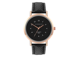 Reloj De Cuarzo Con Correa De Cuero Pu Moda Dial Grande Unisex Negro