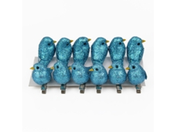 Decoração de natal com pássaros azul, 12 peças de micro decoração natalícia LAXISCREED