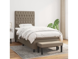 Vidaxl Cama com Molas/colchão 90x200 Cm Tecido Castanho acinzentado