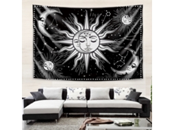 Tapiz Estético De Sol E Lua Em Branco E Preto Para Quarto E Sala 150x200cm