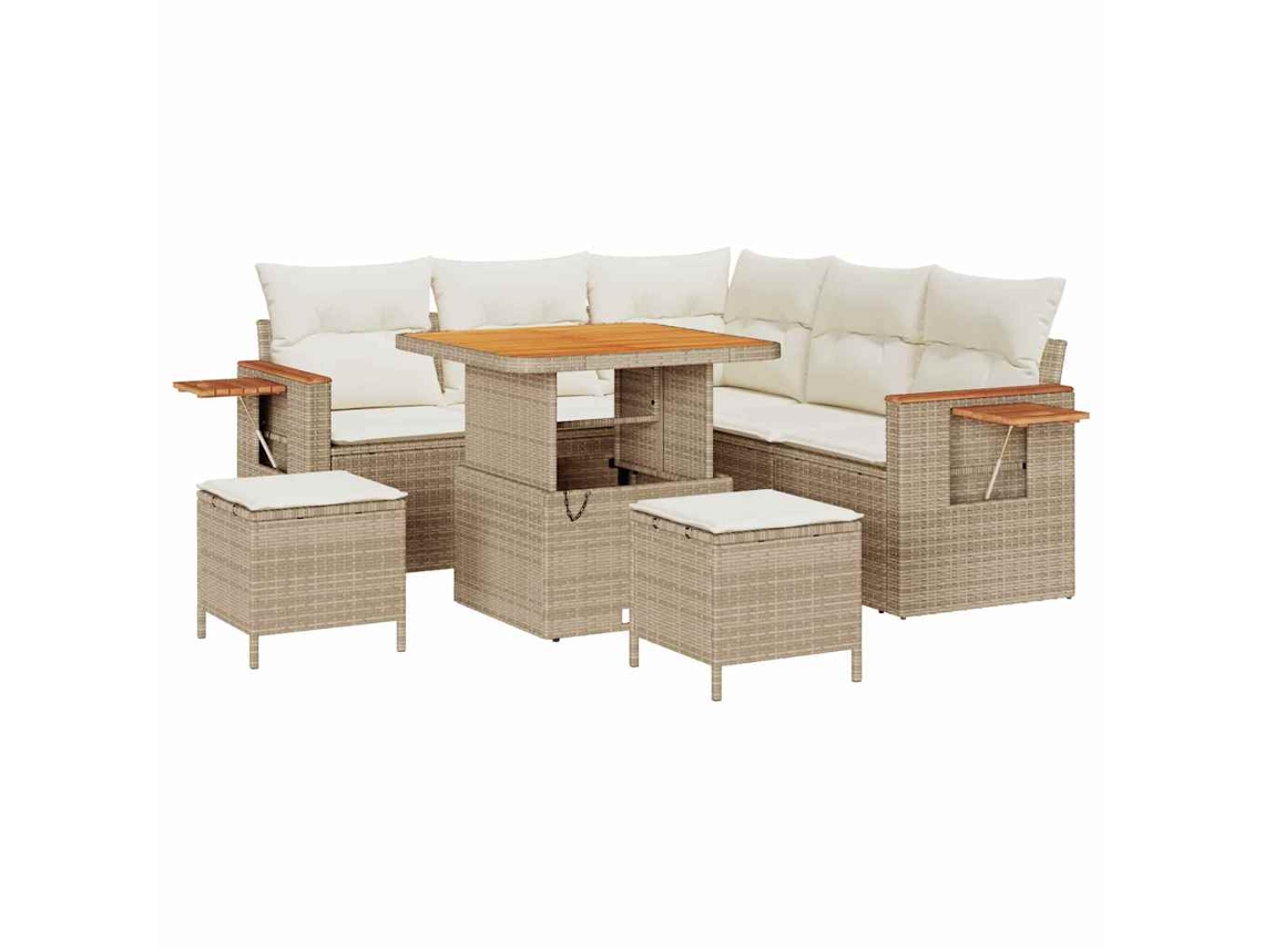 Maison Exclusive - Conjunto De Sofá De Jardim 9 Pcs Bege E Creme Vime Pe