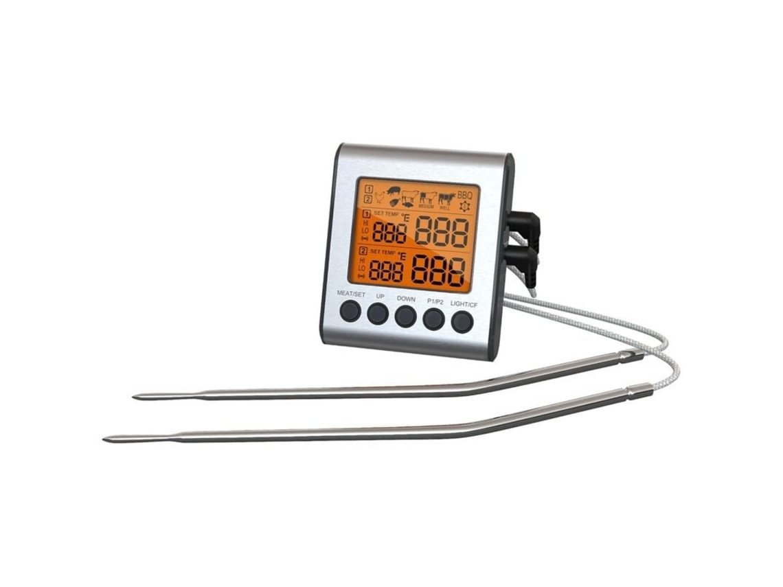 Termómetro Digital Lurelia Para Carne Com 2 Sondas E Visor Lcd Para Grelha E Forno, Impermeável, Retroiluminado