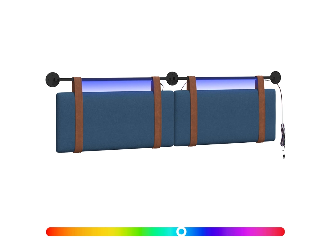 Conjunto 1 Cabeceira Suspensa Vidaxl Azul Couro Sintético (170 X 55 X 5 Cm)
