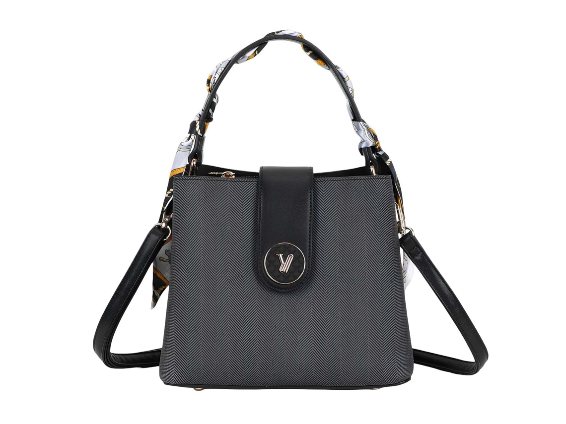 Bolsa De Mão Para Mulher Padrão Chevron Com Alça Decorada Com Um Lenço