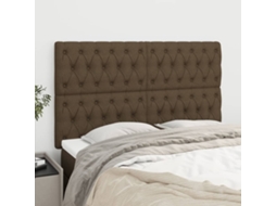Vidaxl Cabeceira Castanho Escuro 144x7x118/128 Cm Tecido