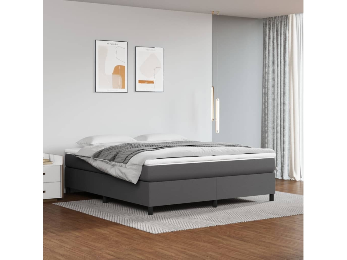 Estrutura De Cama 180x200 Cm Couro Artificial Cinzento