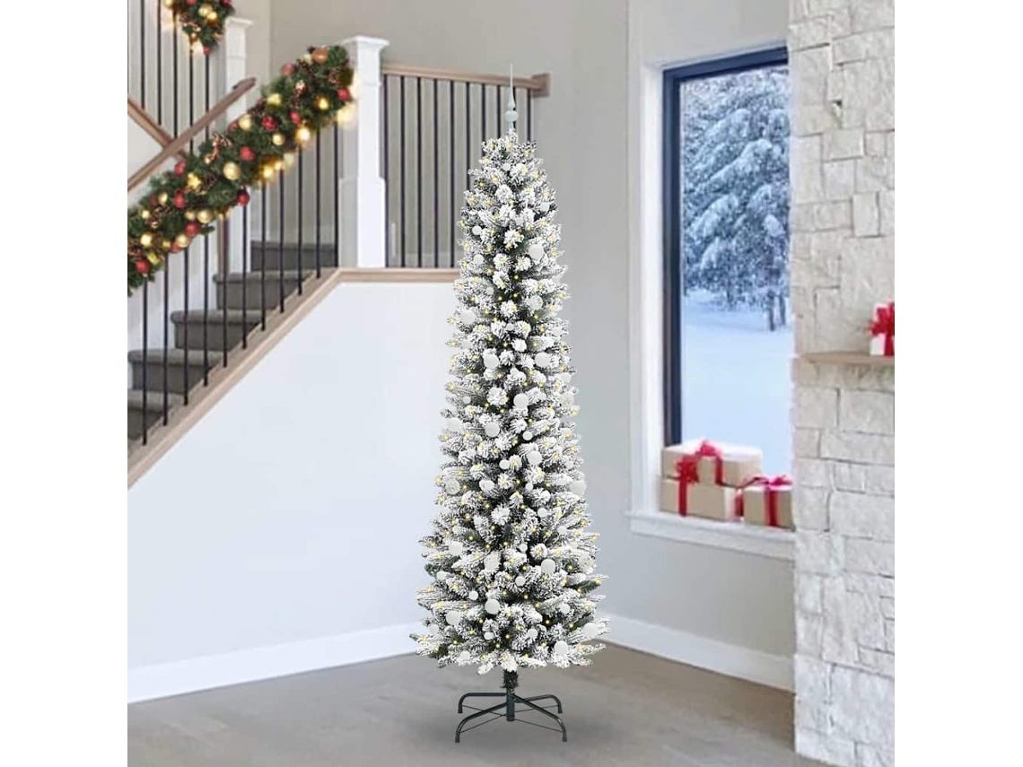 Vidaxl Árvore De Natal Artificial Branco 240 Cm Pvc, Metal E Plástico