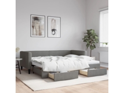 Sofá cama con cajones 90x190 cm Tela gris oscuro