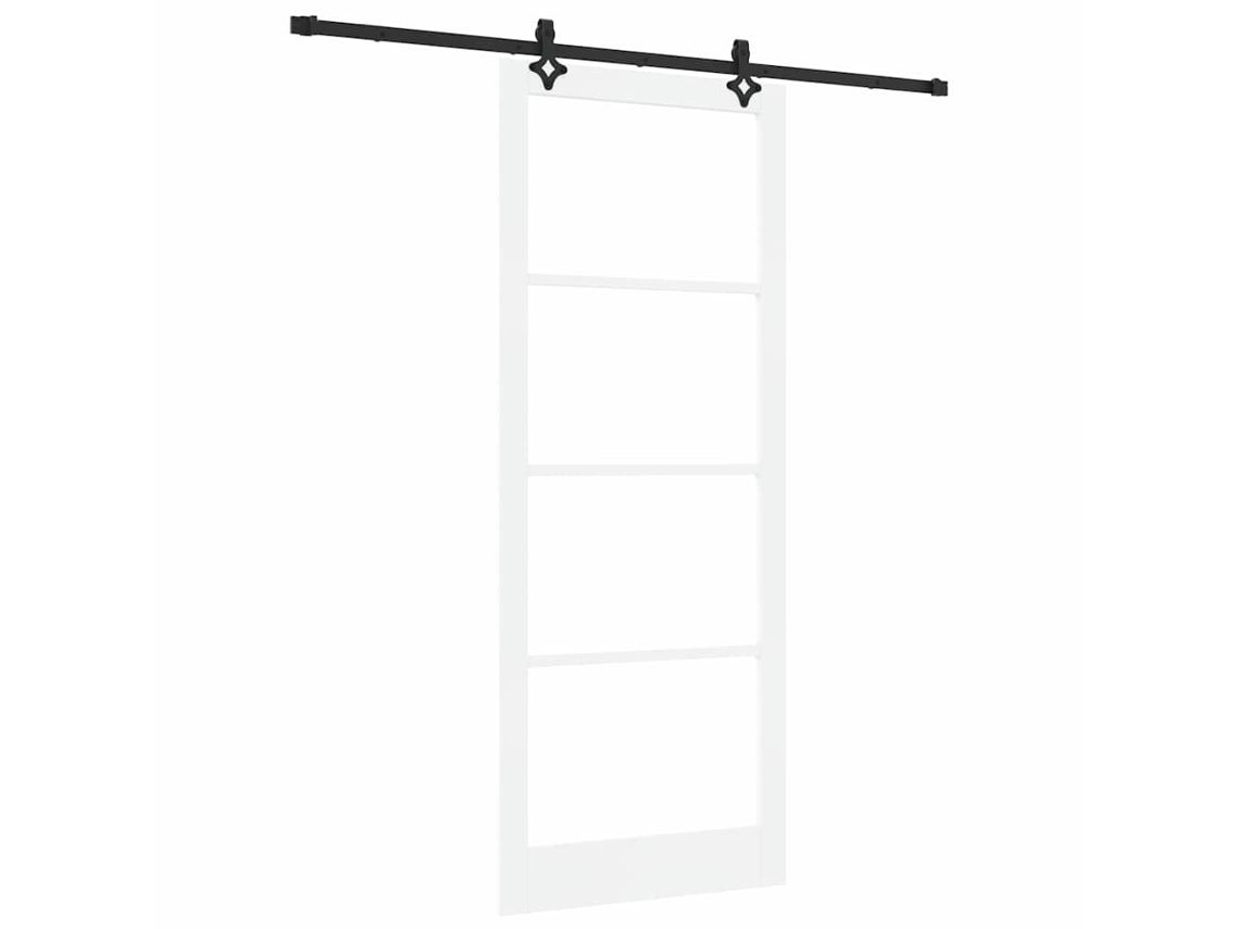 Porta Deslizante Com Conjunto De Ferragens Vidaxl Branco Madeira De Pinho Maciça