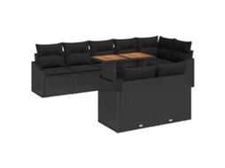 Maison Exclusive - Conjunto De Sofá De Jardim Com Almofada 9 Pcs Preto E Marrom