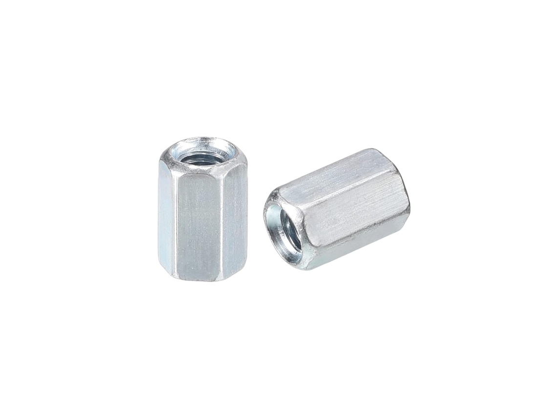 Conjunto de 10 Porcas Sextavadas Longas M5x8x10mm para Acoplamento Hastes Roscadas em Aço Carbono CHABERLU