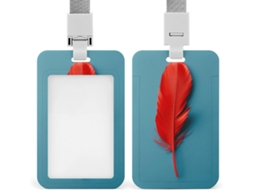 Porta-crachá resistente, feito de plástico com carimbo Pena vermelho, para cartões de identificação e cartões de proximidade.