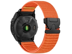Bracelete Para Garmin (20mm) - Nylon Trançado - Estampa De Montanha - Fivela De Paraquedas - Ponteiras De Metal Laranja