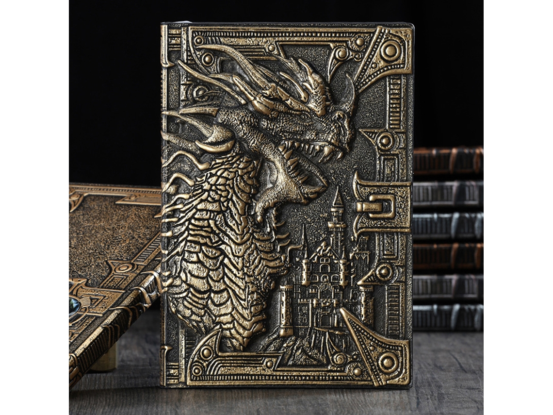 Caderno A5 Com Estampa De Dragão 3d Em Pu Retrô-aquaforge