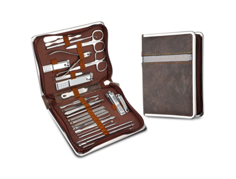 Kit de manicure profissional Baykar QT09 marrom com 26 peças e cortador de unhas