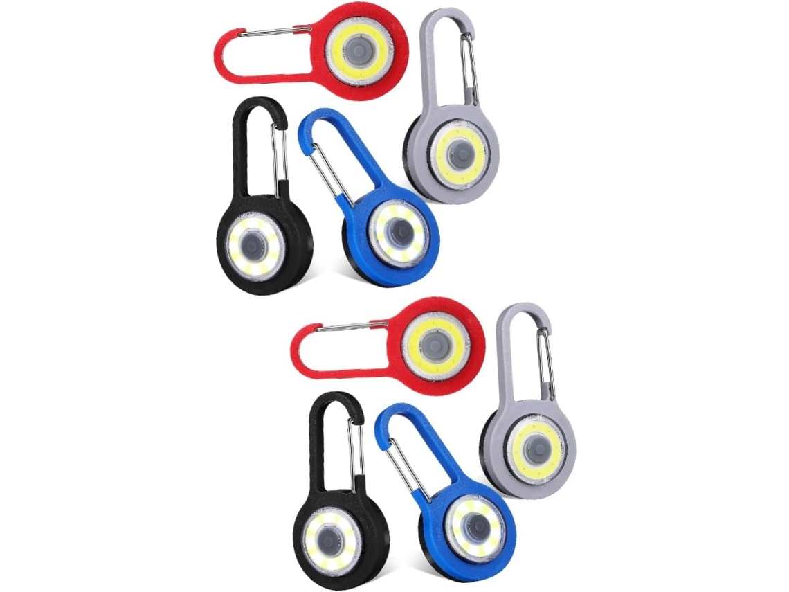 Conjunto de 8 mini lâmpadas LED para camping, portáteis, com chaveiro, Besportble