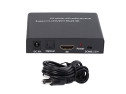 Divisor Hdmi 1 Para 2 Com Conversor 4k E Extractor De Áudio/video