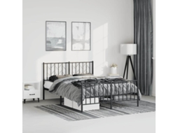 Vidaxl Estrutura De Cama Com Cabeceira E Pés 193x203 Cm Metal Preto
