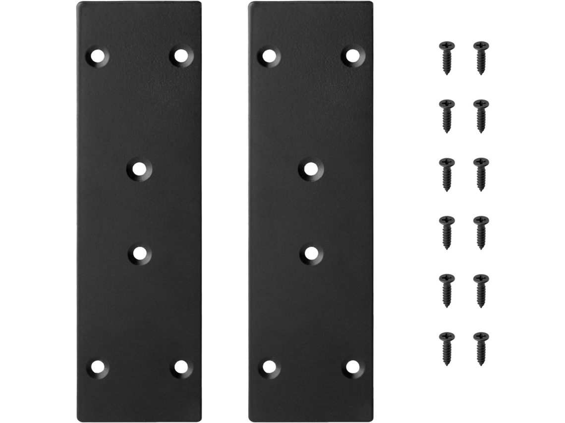 Cantoneira De Aço Inoxidável Com Furos Montagem, Acessórios De Fixação Para Placas Madeira Preto L165mm 2 Peças