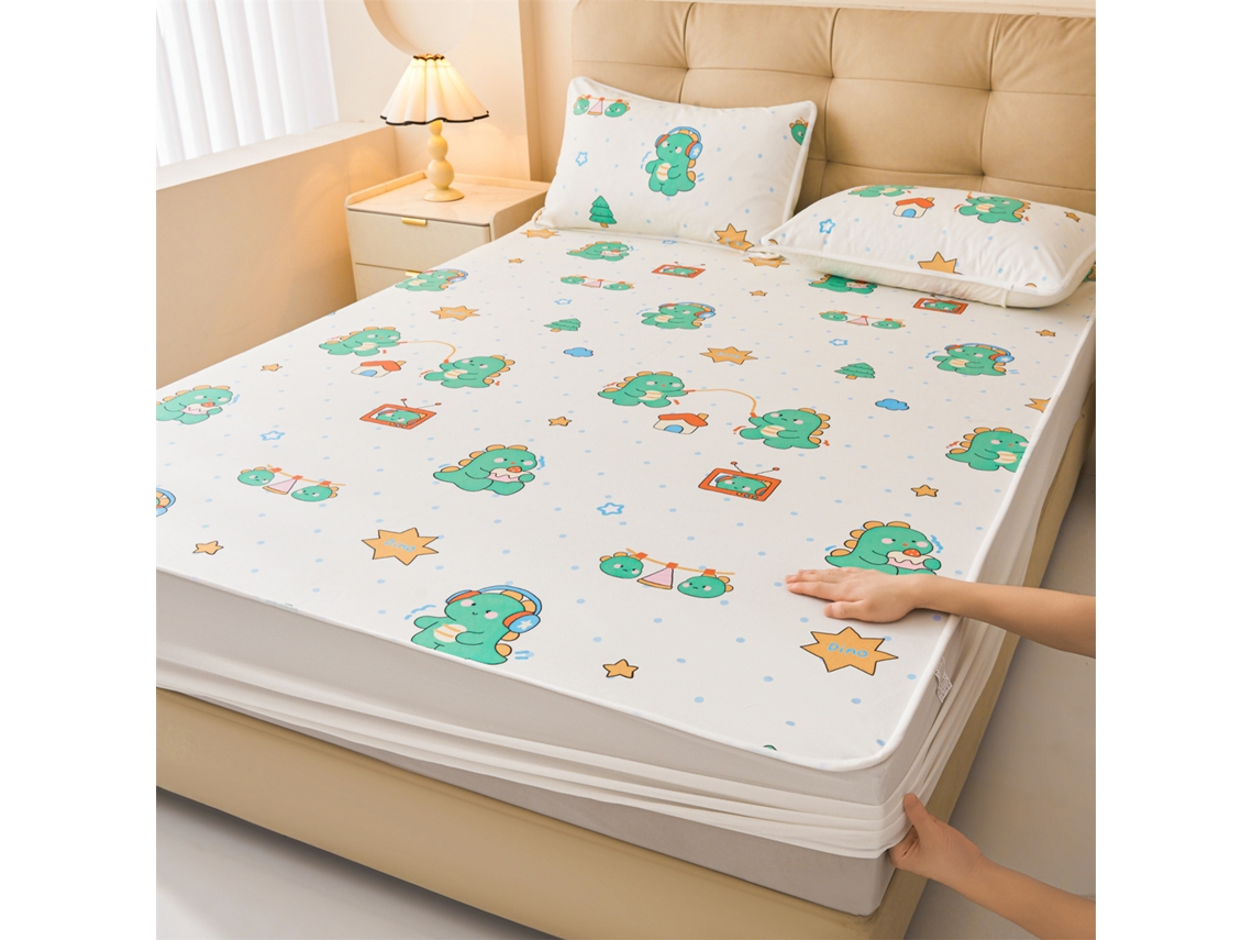Protetor De Colchão Impermeável Czhhmart Desenhos Animados. 200cmx220cm (com Par De Fronhas) Dinossauro
