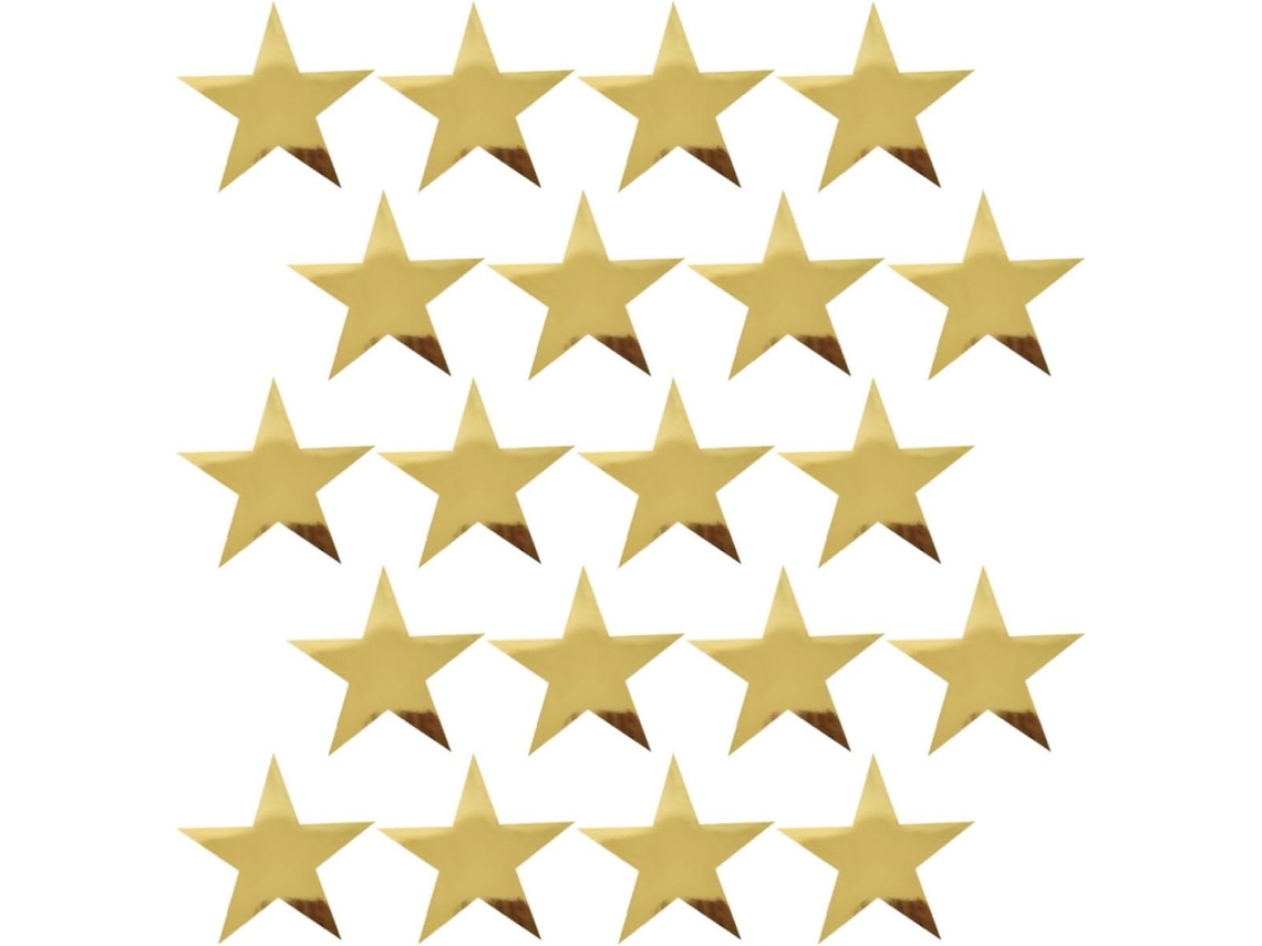 20 Recortes De Estrelas De Papel Dourado