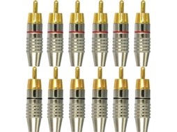 Conector RCA Macho 12pcs, Sem Solda, Vermelho e Preto | S/MARCA
