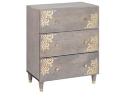 Vidaxl Buffet Cinza E Ouro 60 X 33 X 75 Cm Madeira De Manga Maciça