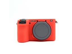 Capa para Sony A6700 Capa de Silicone com Textura de Lichia para Câmera CUICH (vermelha)