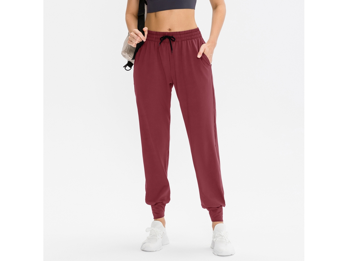 Calças de Corrida Business femininas, com bolsos, cintura elástica, cordão, para ginástica | S/MARCA