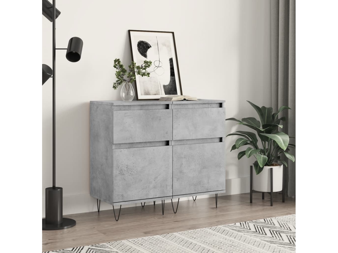 Vidaxl Aparadores 2 Pcs 40x35x70 Cm Derivados De Madeira Cinza Cimento