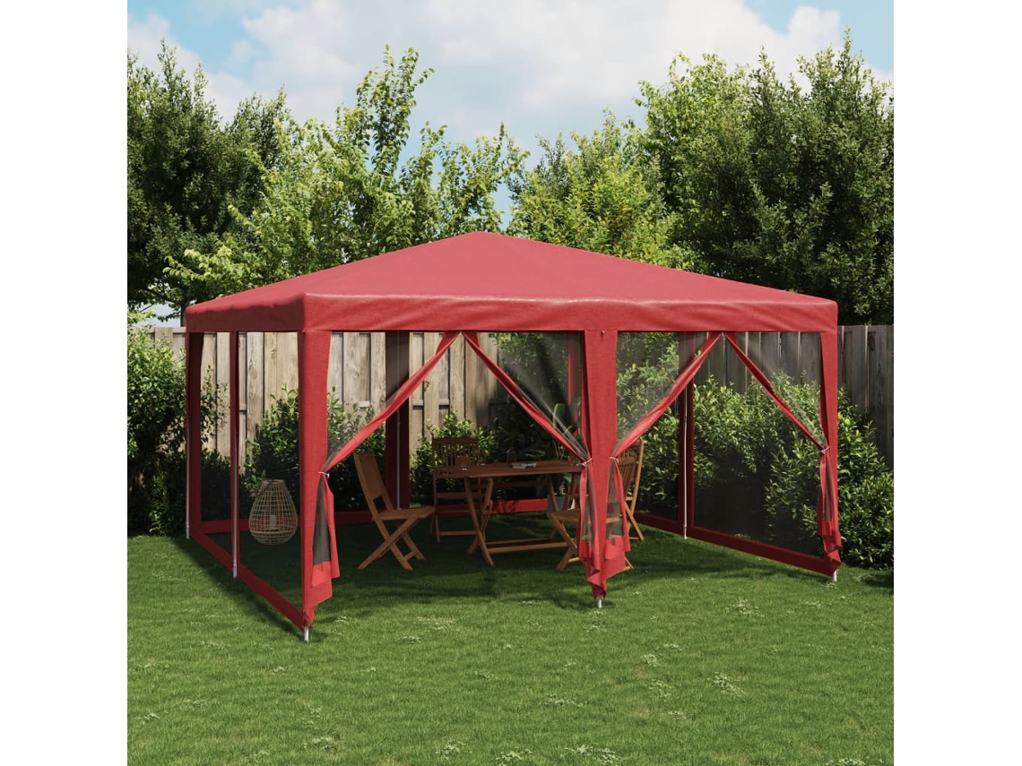 Vidaxl Tenda P/ Festas C/ 8 Paredes Laterais Malha 4x4 M Pead Vermelho