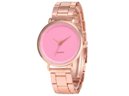 Relógio de pulso analógico de quartzo feminino Zhoulianfa com pulseira de aço (rosa)