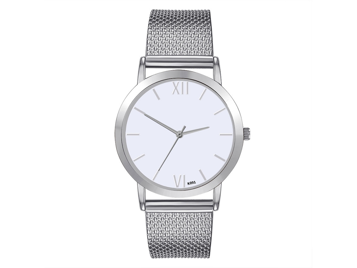 Reloj De Pareja Unisex Ultra Delgado Acero Cuarzo Dial Redondo Números Romanos Plata