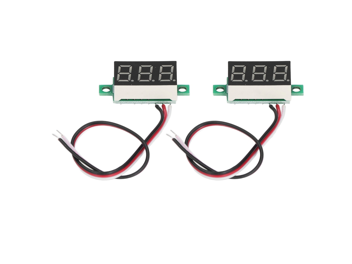 2pcs Voltímetro Digital Led 0.36 Polegadas 3 Fios Display Verde Dc 0.00v 30.0v Alta Precisão