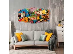 Quadro Moderno DEKOART Arte Abstrata, Moderna, Naïf, Casas (150x80 cm)