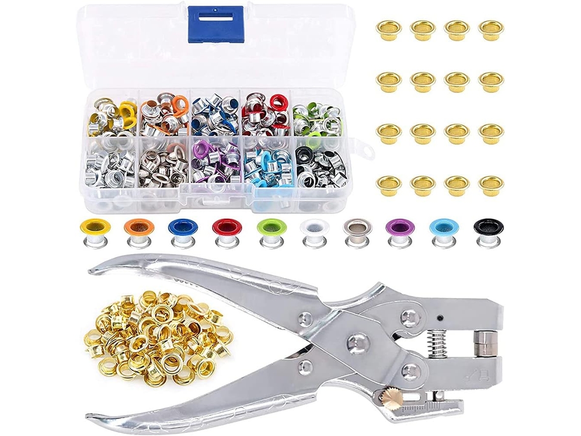 Kit Com 400 Ilhós De Metal De 3/16 Polegada, 1 Alicate De Perfuração
