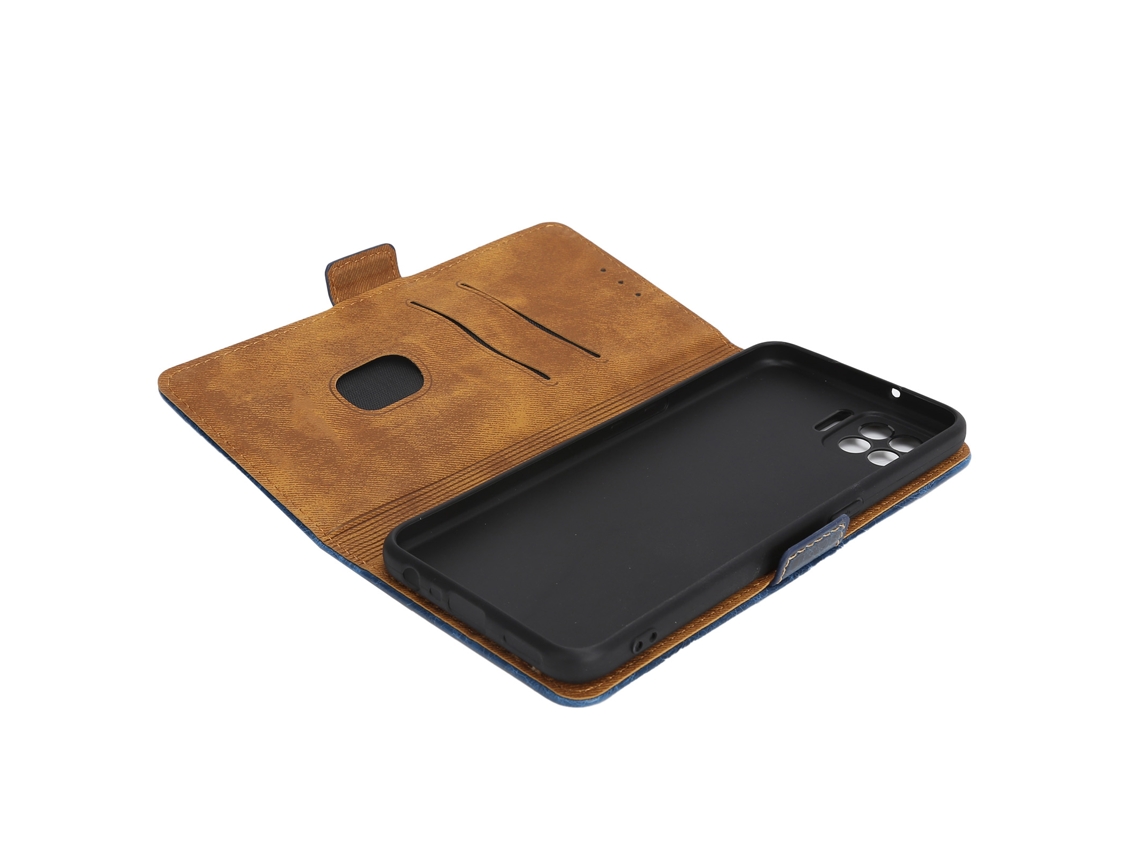 Capa de Proteção EOOCOO para Oppo F17, azul safira, texturizada, magnética