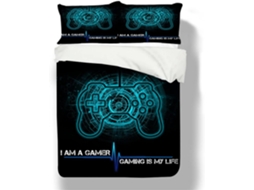 Capa de Edredom com Estampa Gamepad em MICROFIBRA 135x200cm MAISON EXCLUSIVE