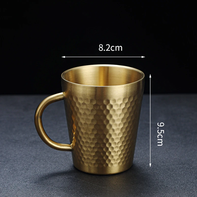 Caneca de Café , em Aço Inoxidável 304 com Parede Dupla e Alça Resistente Ao Calor, Ideal para Sucos de Frutas. MDUG (300 Ml, Dourada)