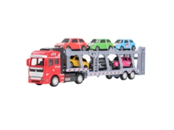 Primerox caminhão Transportador de Carros com 6 Carros Pequenos Pull Back para Crianças Vermelho
