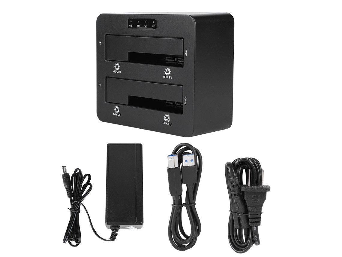 Estação De Docking Para Disco Rígido Sata Hdd/ssd De 2,5/3,5 Polegadas Com Dois Compartimentos E Usb3.0
