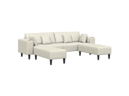 Conjunto 3 Sofá De Sala De Estar Vidaxl Creme Veludo (250 X 188 X 76 Cm)