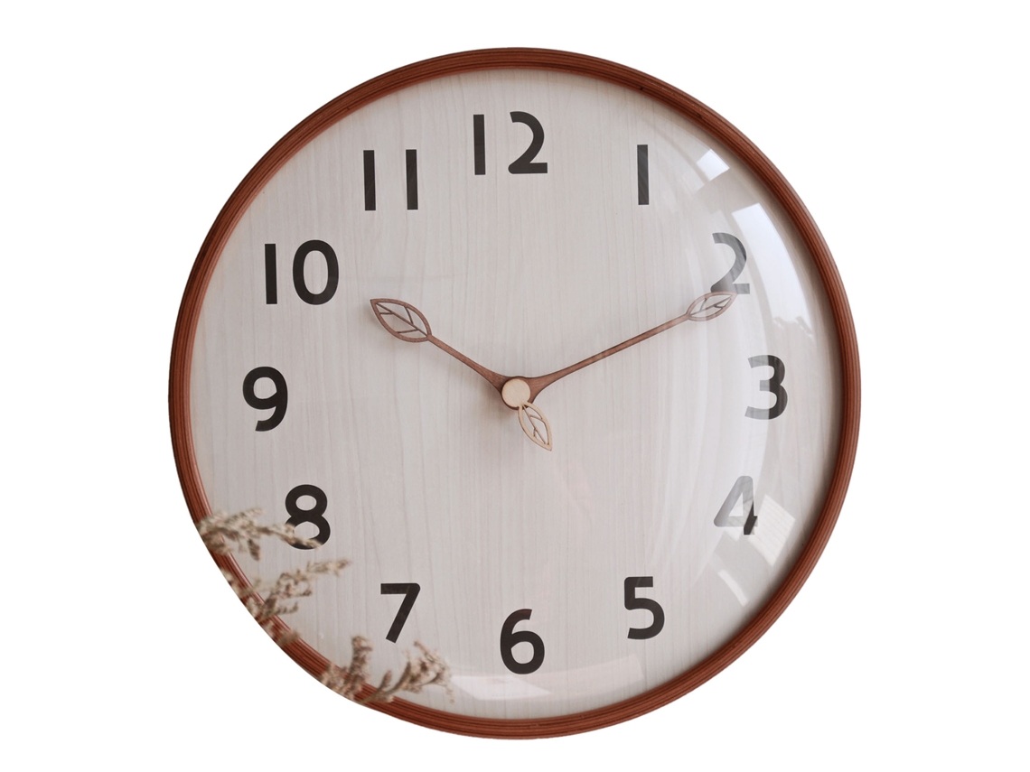 Relógio de parede retrô de madeira Baok-Silent de 30 cm, decorativo para sala de estar grande e quarto, cor madeira escura.